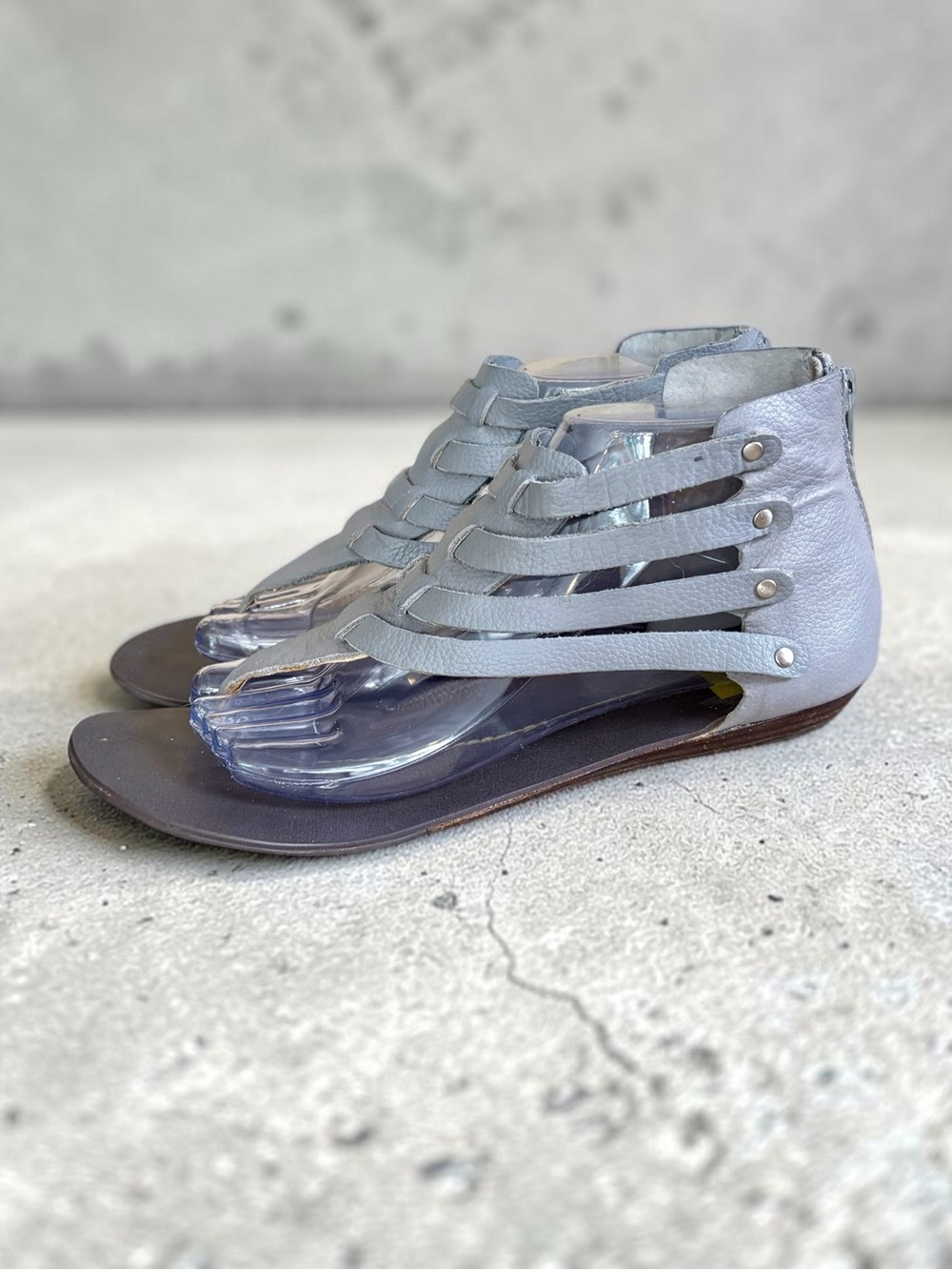 Dolce Vita Leather Gladiator Sandals in Light Gray